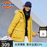 dickies棉服 可脱卸毛领字母印花多口袋夹克百搭厚外套 9551 姜黄 L