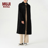 无印良品（MUJI）女式 木棉混 灯芯绒大衣中长款翻领外套女款秋冬季款风衣BDE91C3A 黑色 L(165/88A)