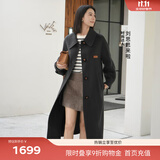 伊芙丽（eifini）蒋欣代言【轻奢羊绒】学院风单排扣双面呢大衣女秋装设计感外套 灰绿 S 105-115斤