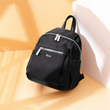 莱夫双肩包女大容量通勤旅行经典百搭轻便帆布背包 小号黑色(可放idad mini)