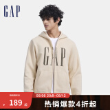 Gap男女装印花字母logo抓绒连帽卫衣休闲660128外套 米色 185/104A(XXL) 亚洲尺码