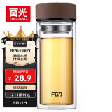 富光 男女士双层玻璃杯 高硼硅玻璃304茶隔水杯子 带茶隔泡茶杯500ml
