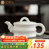 金镶玉白瓷茶壶 中国白羊脂玉瓷素烧西施壶石瓢壶功夫茶具喝茶泡茶壶 羊脂玉瓷素烧竹节壶150ml