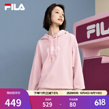 FILA 斐乐官方情侣款连帽卫衣秋季新款纯棉宽松针织长袖上衣加绒 【加绒】暗樱粉-PK XL