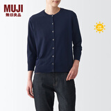 无印良品（MUJI）女式 防紫外线性能 强捻圆领开衫夏防晒衣防晒外套防晒服纯棉全棉 藏青色 2S S