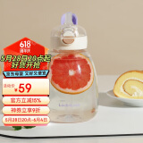 乐扣乐扣（LOCK&LOCK）大肚杯儿童吸管直饮两用杯子学生大容量水杯外出便携水壶1.1L紫色