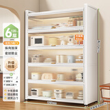 帅仕（shuaishi）厨房用具置物架落地多层餐边柜收纳碗柜家用橱柜微波炉烤箱储物柜 【升级特厚】白6层120长42深