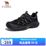骆驼（CAMEL）男士户外登山复古皮面休闲低帮徒步鞋 G14A342696 夜黑色 39
