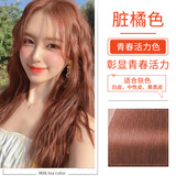 泡泡出彩染发膏植物流行色显白染发剂黑色男女纯遮盖白发时尚自己在家染发 脏橘色/加州日落（流行色）