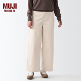 无印良品（MUJI）女式 弹力灯芯绒宽版裤 休闲阔腿长裤子秋冬款 BEE07C2A 象牙色 S 155/62A