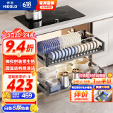 悍高（HIGOLD） 厨房橱柜拉篮碗架抽屉式碗篮加厚304不锈钢底板调味篮双层碗碟篮 800柜-单层碗篮|安装内深≥46cm