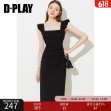DPLAY2025夏季新款黑色连衣裙女修身吊带裙长裙小黑裙气质沙滩裙 经典黑 XL