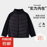 儿童拼接羽绒服内胆秋冬男女童保暖校服神器可外穿轻薄羽绒服 黑色 160