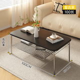 固美家中古茶几桌客厅茶几小户型家用茶桌金属桌腿可置物储边几阳台茶台 黑纹杉 中古茶几120*55*41cm