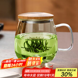 忆壶茶（YIHUTEA）泡茶杯茶水分离玻璃杯办公室家用水杯男士茶杯玻璃高硼硅绿茶杯子 【500ML】透明玻璃把+实木盖