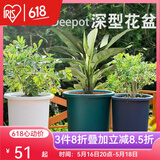 爱丽思（IRIS）花盆大号Deepot深型加厚花盆铁线莲树脂大口径塑料加厚花盆无盆托 12号 深绿色 (口径39.8cm)