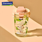 Glasslock进口玻璃水杯大容量高颜值耐热吸管杯果汁夏季清新加厚茶杯480ml