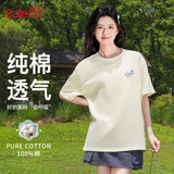 班尼路（Baleno）纯棉T恤女夏季2026新款设计感宽松圆领短袖女款时尚百搭体恤上衣