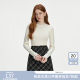 范思蓝恩【可机洗】蕾丝花边修身针织打底衫女秋冬2024新款14088 月光白 XL