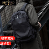 欧迪鸟（ODYBIRD）双肩包男士背包潮牌简约大容量商务休闲电脑旅行英伦风大学生书包 黑色（USB充电15.6寸电脑） 小号30*19*43cm/大号30*19*47cm