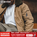 马登工装 美式复古B15飞行员夹克加厚翻毛领外套保暖棉服男春季 卡其色 XL