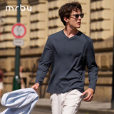 Mr.Bu布先生明星同款男士长袖T恤春秋季小白T情侣内搭打底衫纯色衣服 V领-极夜灰 M (170)