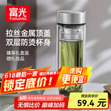 富光尊爵玻璃杯 男女士双层水杯 高硼硅玻璃 304茶隔杯子泡茶杯300ml