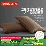 斯诺曼枕头 五星级酒店舒适枕头 纯棉贡缎面料羽毛枕芯 卡其 74*48cm