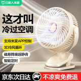 梦多福桌面小风扇【米家智能联动】空气循环扇卧室超静音小型电风扇台扇学生宿舍充电超长续航制冷空调扇 顶配【米家智能联动】-米白-智能定时-百挡冷风 充插两用-冰感循环风扇-720°可调