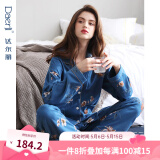 达尔丽睡衣女春秋季纯棉长袖薄款家居服套装本命年红国潮印花开衫可外穿 T895118-063-山茶花 L ：建议体重105-120斤