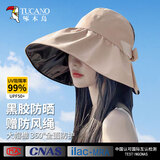 啄木鸟（TUCANO）大帽檐黑胶防晒帽子女夏季遮脸防紫外线空顶遮阳帽贝壳太阳渔夫帽