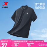 特步运动t恤短袖男夏装新款跑步速干衣薄款训练服半袖简约上衣polo衫 【商务polo衫】正黑色0118 XL 180