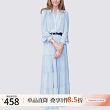 MeetMetro玛依尔法式仙女连衣裙女2025春新款高端气质纯欲风裙子礼服长裙 浅蓝【现货】 S