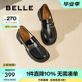 百丽（Belle）时尚饰扣乐福鞋女平跟通勤单鞋B7X1DAA5 黑色 36 (230mm)