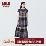 无印良品（MUJI）女式马德拉斯格纹吊带连衣裙女装裙子格子裙纯棉全棉长裙BC2IIA4S 深藏青色格纹 L 165/88A