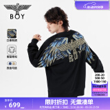 BOY LONDON【孔雀之翎】男女重工刺绣宽松潮牌圆领套头卫衣N03009 蓝色 L