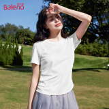 班尼路正肩短款短袖t恤女2025年夏季抽褶小心机紧身显瘦时尚休闲款上衣