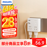 飞利浦（PHILIPS）12WPD苹果快充USB插座转换器/86型转换插座插头/Typec插座扩展/一转七2A1C插座 无线独立开关
