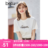 betu百图女装春装新款宽松韩版卡通印花短袖T恤ins潮JD2102T08 白色 M