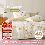 博洋家纺床上四件套纯棉被套床单100%棉套件全棉被罩 春日序语150cm