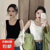 【百搭小背心】吊带背心女百搭短款露脐运动外穿内搭打底小背心女 两件装：【黑色+白色】 大均码【100-135斤】
