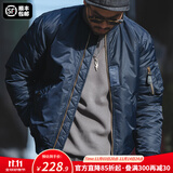 马登工装美式复古MA1飞行员棉服夹克男秋冬加厚棉袄棒球服上衣外套 宝蓝色 M
