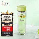 希诺（HEENOOR）双层玻璃杯家用女士带滤网个性潮流清新花茶杯隔热防烫便携水杯 清新绿220ml