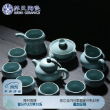 苏氏陶瓷汝窑茶具高品质美人茶壶加盖碗整套功夫茶具开片可养金线带礼盒装