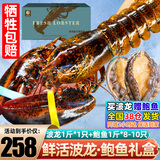 鲜味时刻【活鲜-保活】波士顿龙虾鲜活大龙虾波龙礼盒大虾虾类国庆聚餐 保活波龙+鲍鱼2斤（高端款）