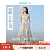 茵曼（INMAN）法式碎花高级感2025夏女新款休闲中长吊带连衣裙子 白底蓝花吊带裙 M