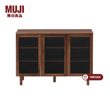无印良品（MUJI）木制收纳柜玻璃门/OA/WN白橡木风格/黑胡桃风格现代简约置物储物 三门 WN