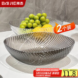 拜杰水果盘零食盘客厅家用干果盘托盘糖果坚果盘透明灰透明混色两件套