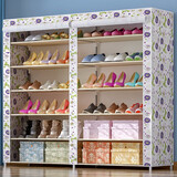 蜗家（WOJIA）简易鞋柜双排鞋橱多层防尘卧室出租屋宿舍玄关储鞋柜长筒靴鞋柜 荷塘花【长120宽30高108cm】