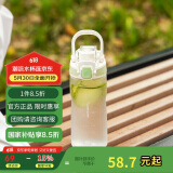 乐扣乐扣（LOCK&LOCK）人鱼线塑料运动水杯夏天便携水壶带刻度提手男女水杯子520ML绿色